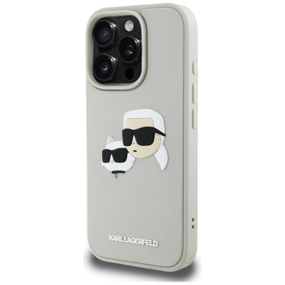Hülle für Apple iPhone 16 Pro Max, Karl Lagerfeld, 3D Rubber Karl & Choupette, Beige