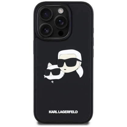 Hülle für Apple iPhone 16 Pro Max, Karl Lagerfeld, 3D Rubber Karl & Choupette, Schwarz