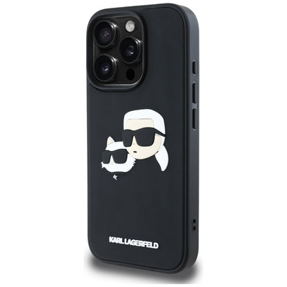 Hülle für Apple iPhone 16 Pro Max, Karl Lagerfeld, 3D Rubber Karl & Choupette, Schwarz