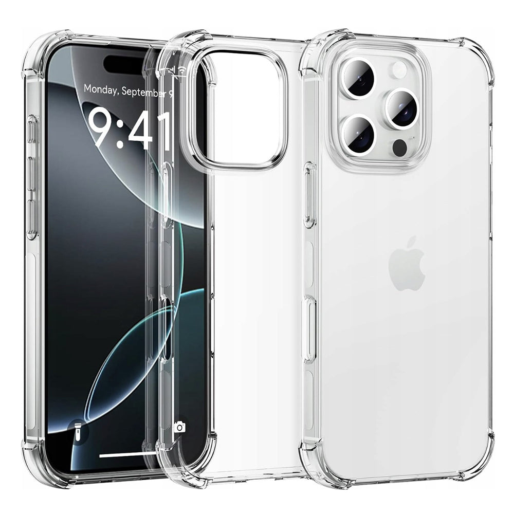 Hülle für Apple iPhone 16 Pro Max, Techsuit, stoßfest transparent (großes Linsenloch), transparent