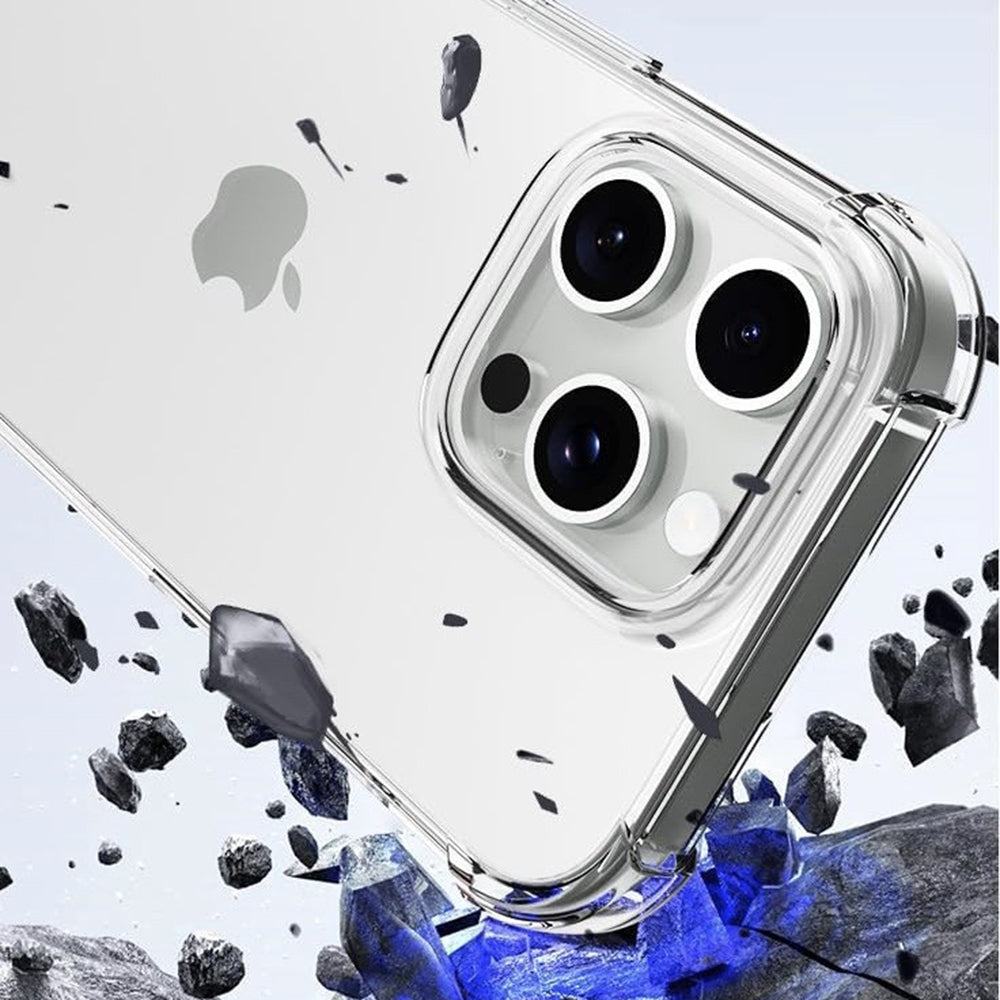 Hülle für Apple iPhone 16 Pro Max, Techsuit, stoßfest transparent (großes Linsenloch), transparent
