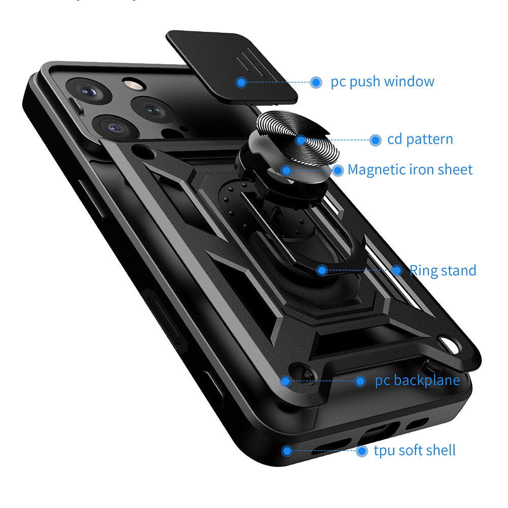 Hülle für Apple iPhone 16 Pro, Techsuit, CamShield, Schwarz