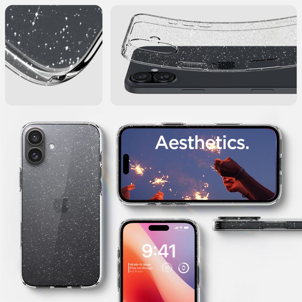 Hülle für Apple iPhone 16, Spigen, Liquid Crystal Glitter, Transparent ACS08192