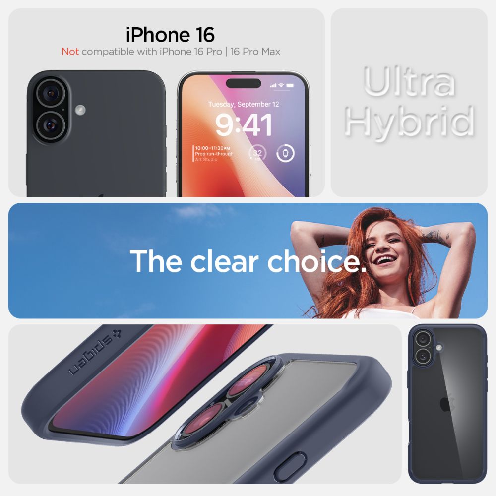 Hülle für Apple iPhone 16, Spigen, Ultra Hybrid, Marineblau