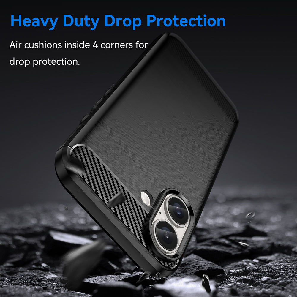 Hülle für Apple iPhone 16, Techsuit, Carbon, Schwarz