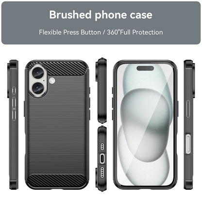 Hülle für Apple iPhone 16, Techsuit, Carbon, Schwarz
