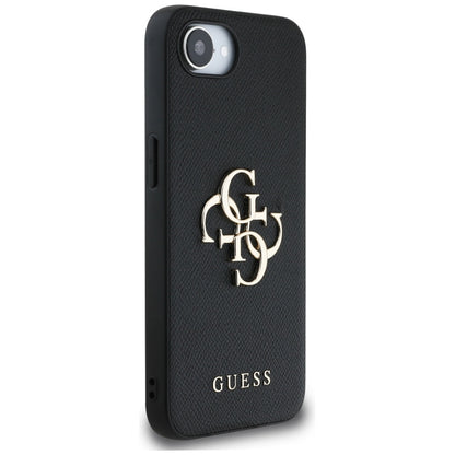 Case for Apple iPhone 16e, Guess, 4G Grained Big and Classic Logo, Black