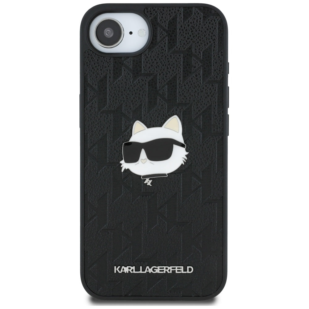 Hülle für Apple iPhone 16e, Karl Lagerfeld, Monogram Choupette's Head, Schwarz
