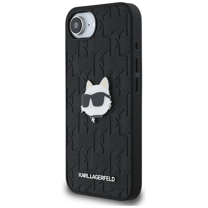 Hülle für Apple iPhone 16e, Karl Lagerfeld, Monogram Choupette's Head, Schwarz
