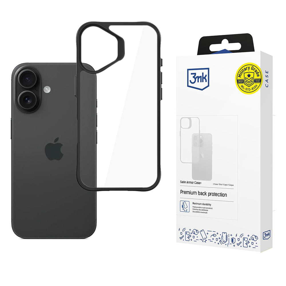 Hülle für Apple iPhone 17, 3MK, Satin Armor Case+, Schwarz