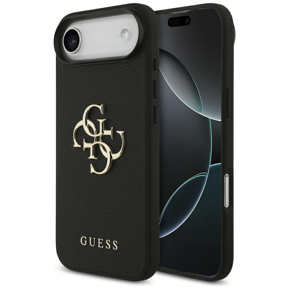 Hülle für Apple iPhone 17 Air, Guess, 4G Grained Big and Classic Logo, Schwarz