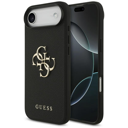 Hülle für Apple iPhone 17 Air, Guess, 4G Grained Big and Classic Logo, Schwarz