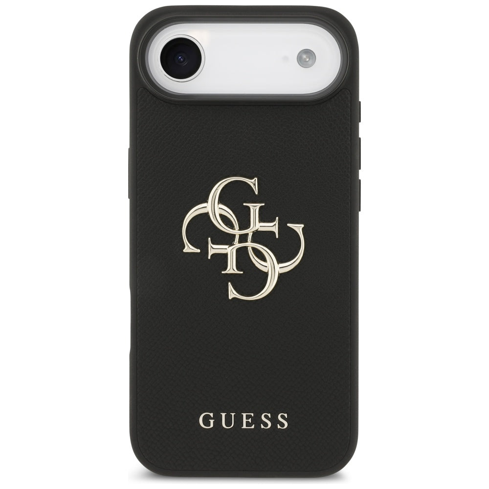 Hülle für Apple iPhone 17 Air, Guess, 4G Grained Big and Classic Logo, Schwarz