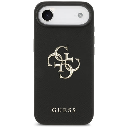 Hülle für Apple iPhone 17 Air, Guess, 4G Grained Big and Classic Logo, Schwarz