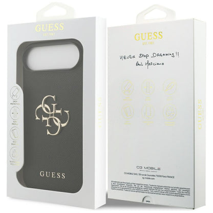 Hülle für Apple iPhone 17 Air, Guess, 4G Grained Big and Classic Logo, Schwarz