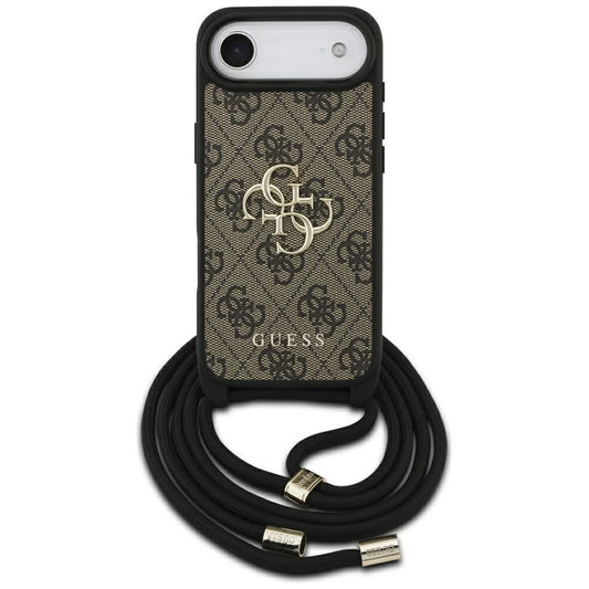 Hülle für Apple iPhone 17 Air, Guess, Crossbody Cord 4G Big Log, Braun