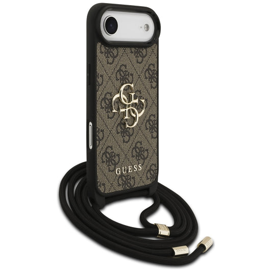 Hülle für Apple iPhone 17 Air, Guess, Crossbody Cord 4G Big Log, Braun