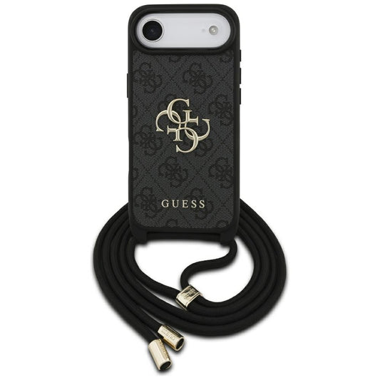 Hülle für Apple iPhone 17 Air, Guess, Crossbody Cord 4G Big Log, Schwarz