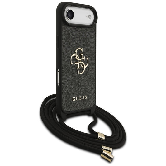 Hülle für Apple iPhone 17 Air, Guess, Crossbody Cord 4G Big Log, Schwarz