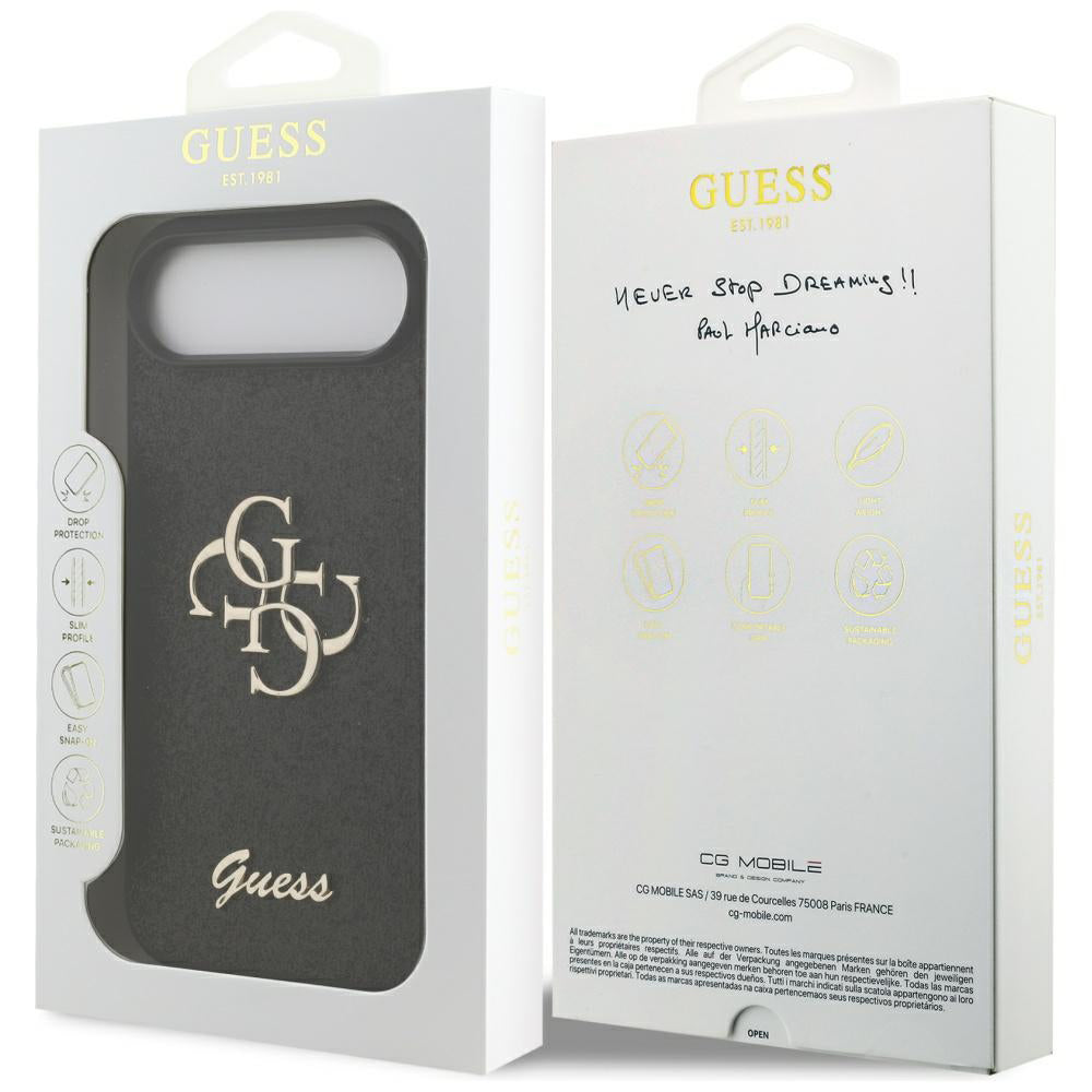 Hülle für Apple iPhone 17 Air, Guess, Fixed Glitter Big 4G, Schwarz
