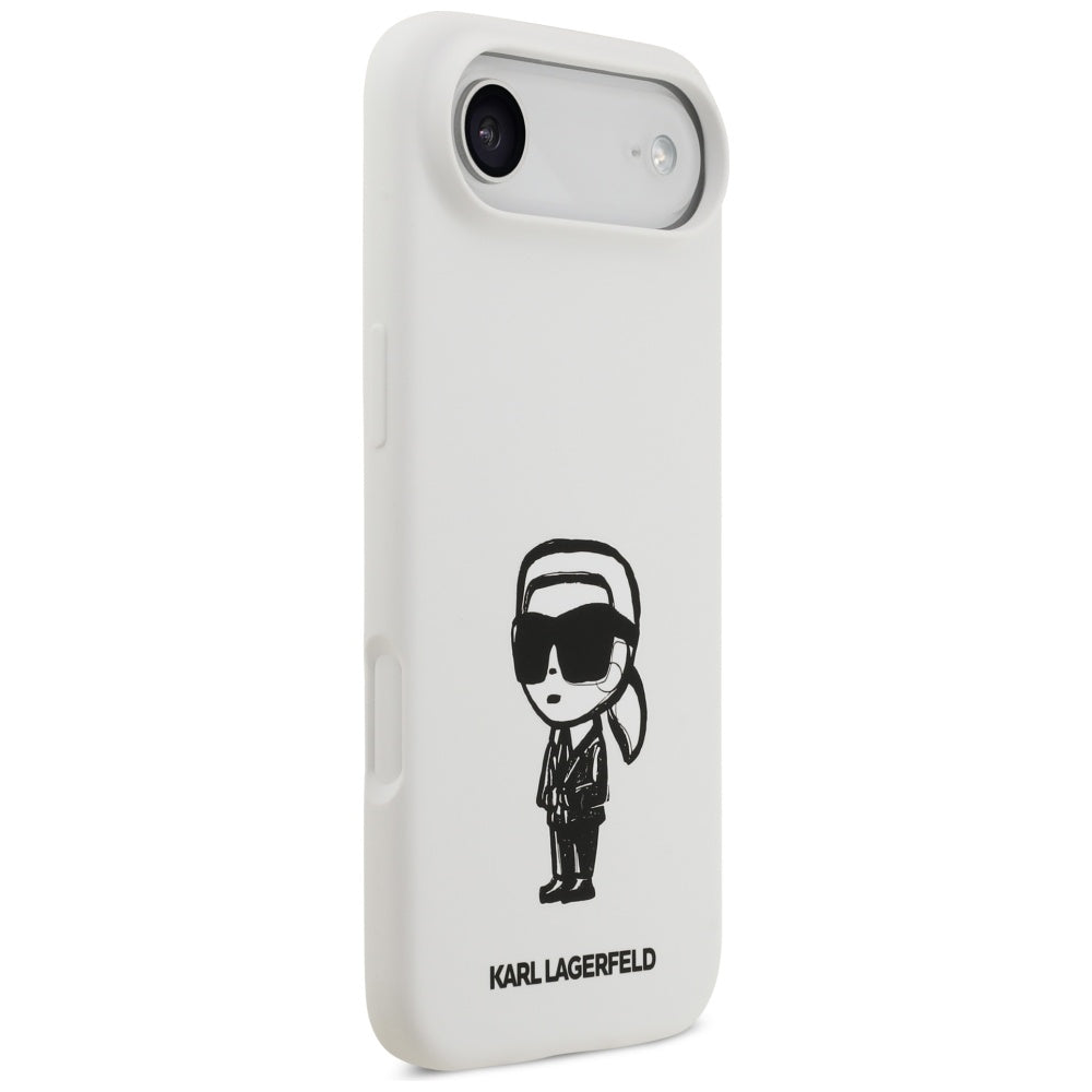 Hülle für Apple iPhone 17 Air, Karl Lagerfeld, Sketch und Logo Karl, Weiß