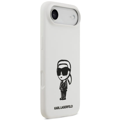 Hülle für Apple iPhone 17 Air, Karl Lagerfeld, Sketch und Logo Karl, Weiß