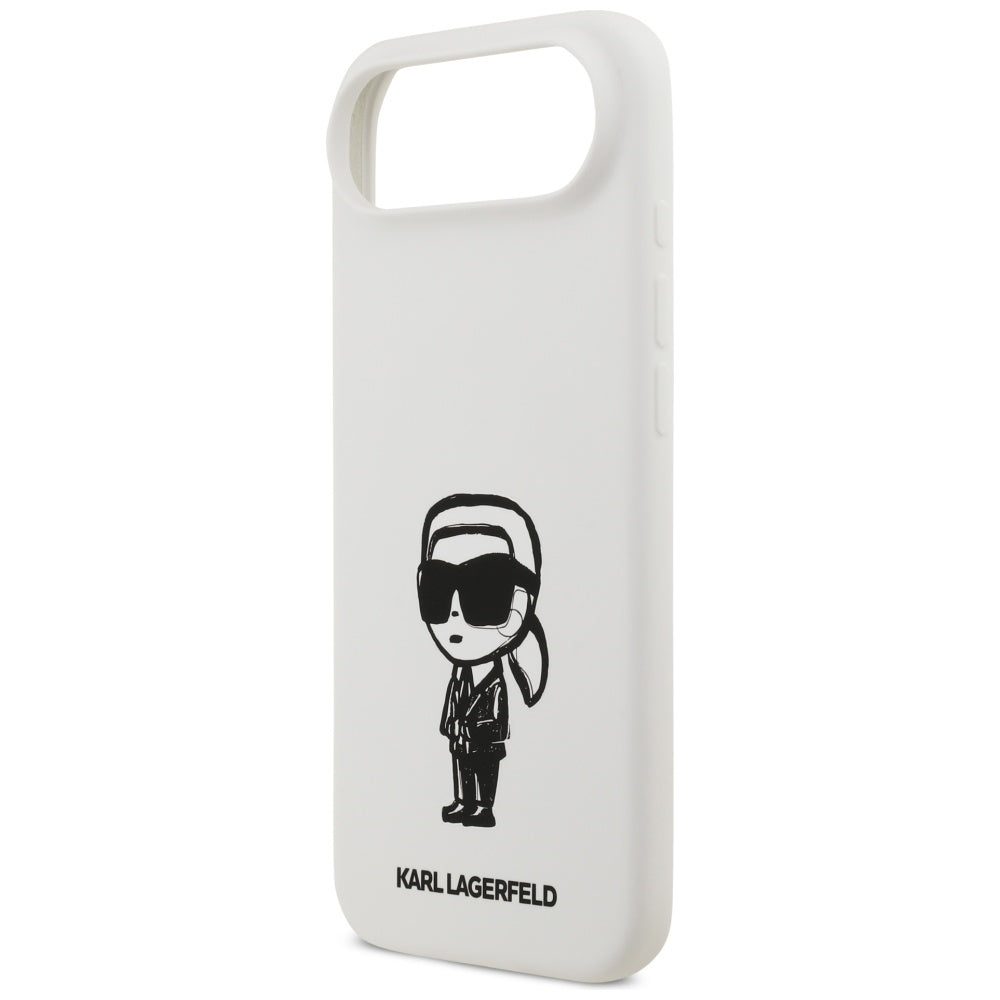 Hülle für Apple iPhone 17 Air, Karl Lagerfeld, Sketch und Logo Karl, Weiß