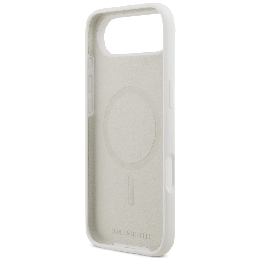 Hülle für Apple iPhone 17 Air, Karl Lagerfeld, Sketch und Logo Karl, Weiß