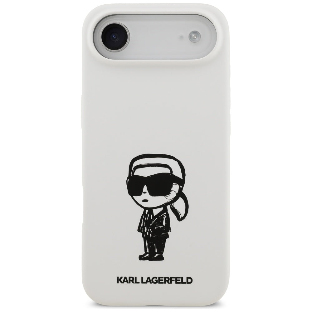 Hülle für Apple iPhone 17 Air, Karl Lagerfeld, Sketch und Logo Karl, Weiß