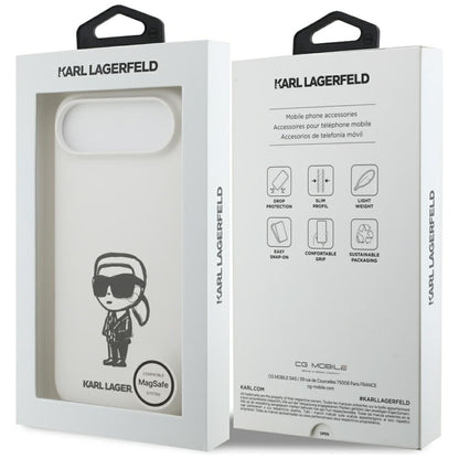 Hülle für Apple iPhone 17 Air, Karl Lagerfeld, Sketch und Logo Karl, Weiß
