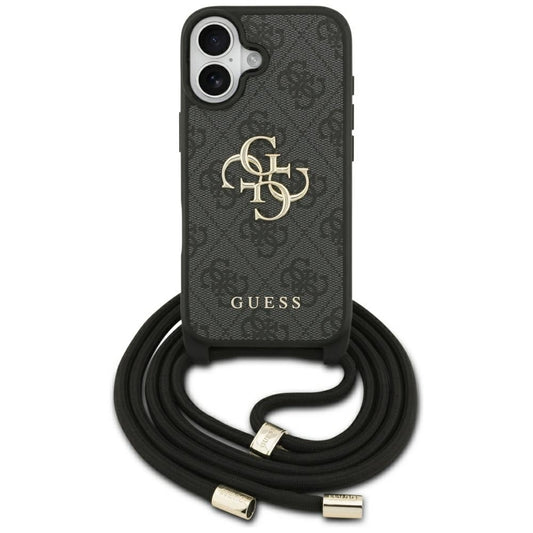 Hülle für Apple iPhone 17, Guess, 4G CBDY Big Logo mit Kordelband, Schwarz