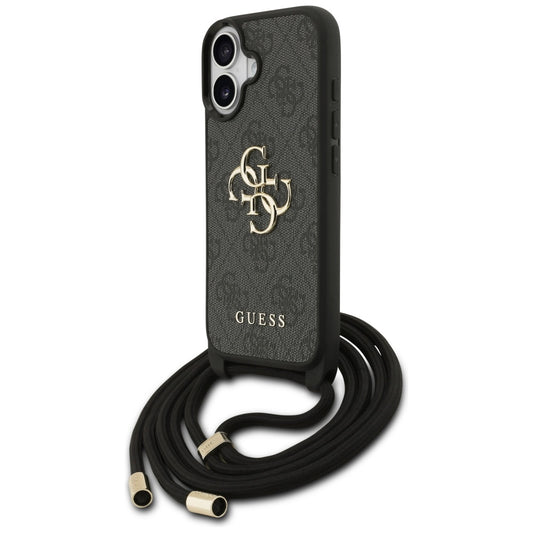 Hülle für Apple iPhone 17, Guess, 4G CBDY Big Logo mit Kordelband, Schwarz