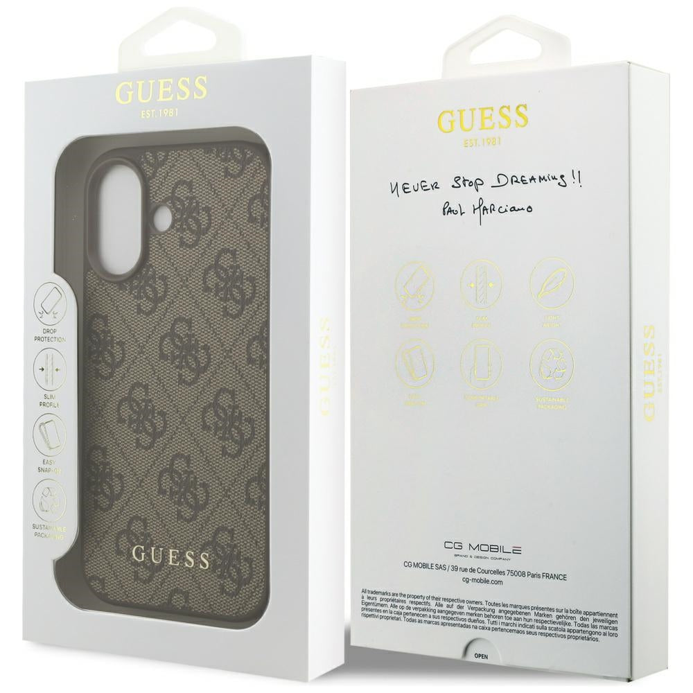 Hülle für Apple iPhone 17, Guess, 4G Classic, Braun