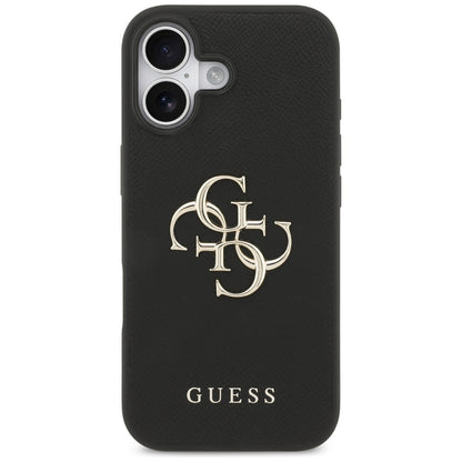 Hülle für Apple iPhone 17, Guess, 4G Grained Big and Classic Logo, Schwarz