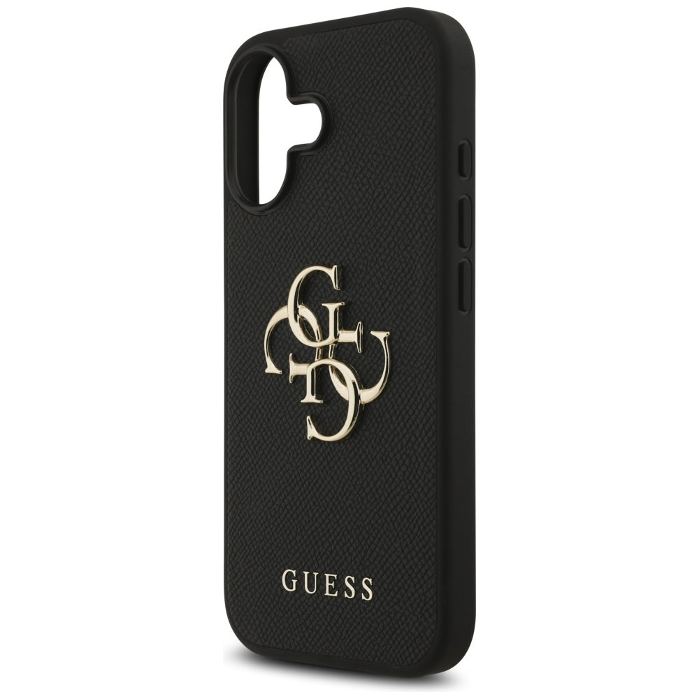 Hülle für Apple iPhone 17, Guess, 4G Grained Big and Classic Logo, Schwarz