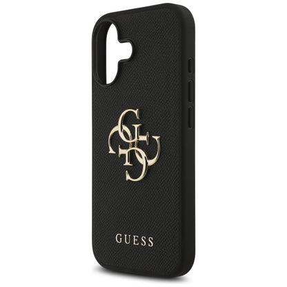 Hülle für Apple iPhone 17, Guess, 4G Grained Big and Classic Logo, Schwarz