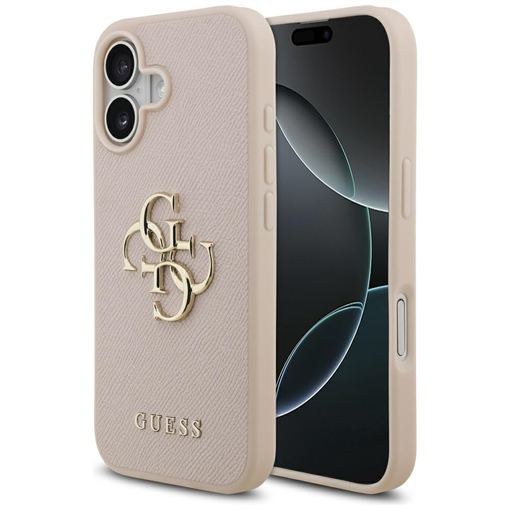 Hülle für Apple iPhone 17, Guess, 4G Grained Big and Classic Logo, Rosa