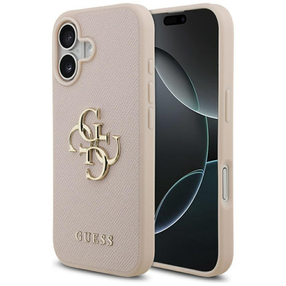 Hülle für Apple iPhone 17, Guess, 4G Grained Big and Classic Logo, Rosa