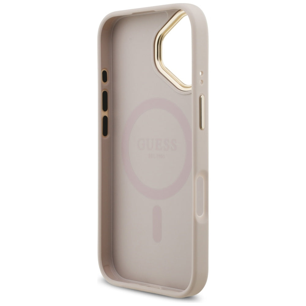Hülle für Apple iPhone 17, Guess, 4G Strass Logo und Big Strap, Rosa