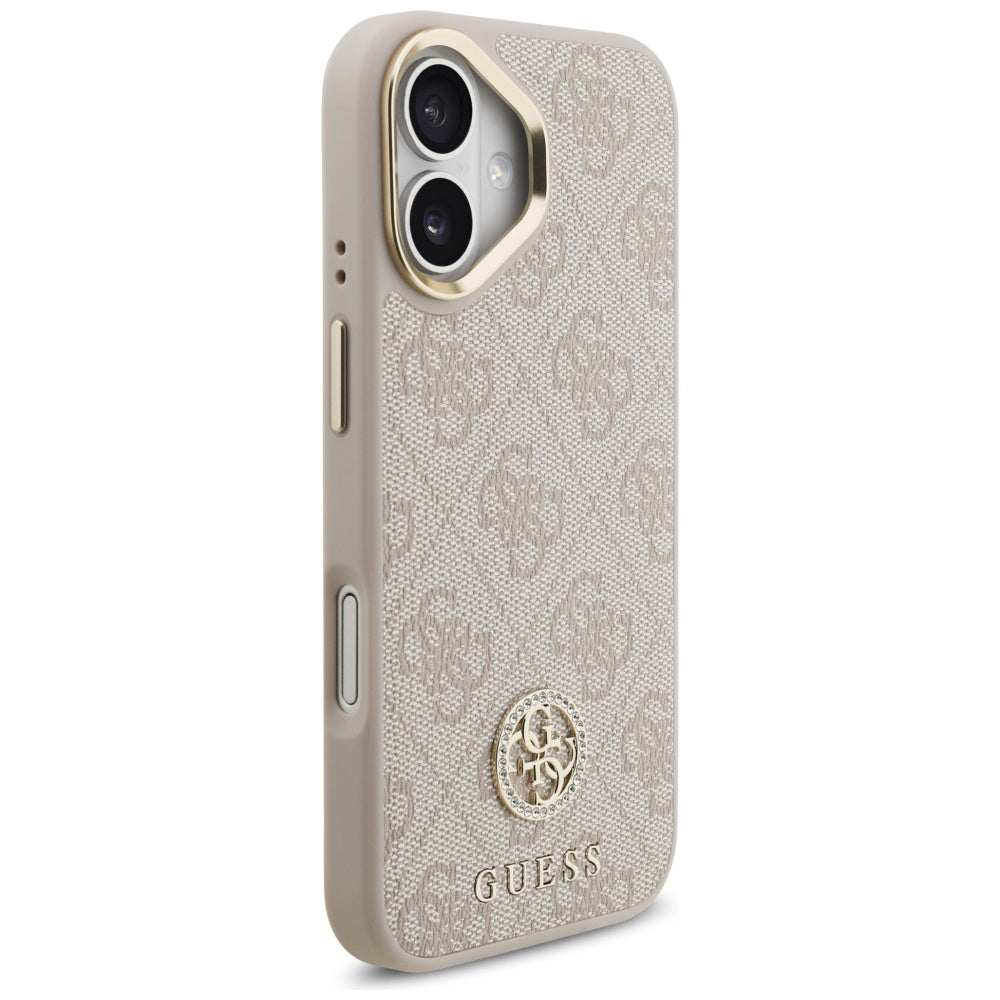 Hülle für Apple iPhone 17, Guess, 4G Strass Logo und Big Strap, Rosa
