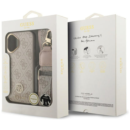 Hülle für Apple iPhone 17, Guess, 4G Strass Logo und Big Strap, Rosa