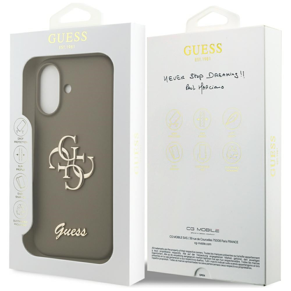 Hülle für Apple iPhone 17, Guess, Big 4G Script, Braun