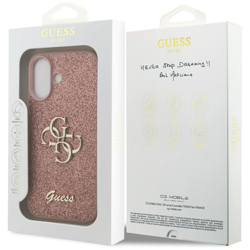 Hülle für Apple iPhone 17, Guess, Fixed Glitter Big 4G, Rosa