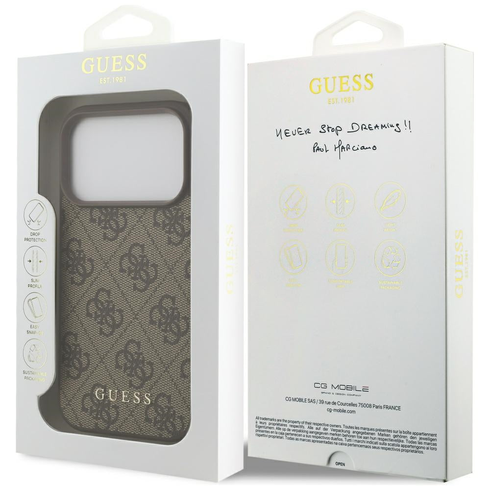Case for Apple iPhone 17 Pro, Guess, 4G Classic, Brown