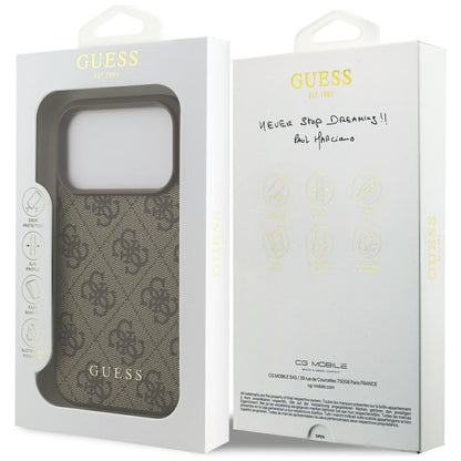 Case for Apple iPhone 17 Pro, Guess, 4G Classic, Brown