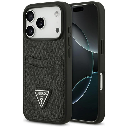 Hülle für Apple iPhone 17 Pro, Guess, 4G Double Card Triangle, Schwarz