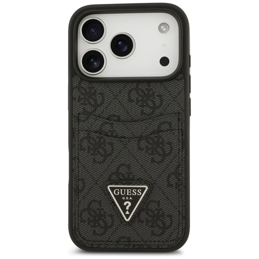Hülle für Apple iPhone 17 Pro, Guess, 4G Double Card Triangle, Schwarz