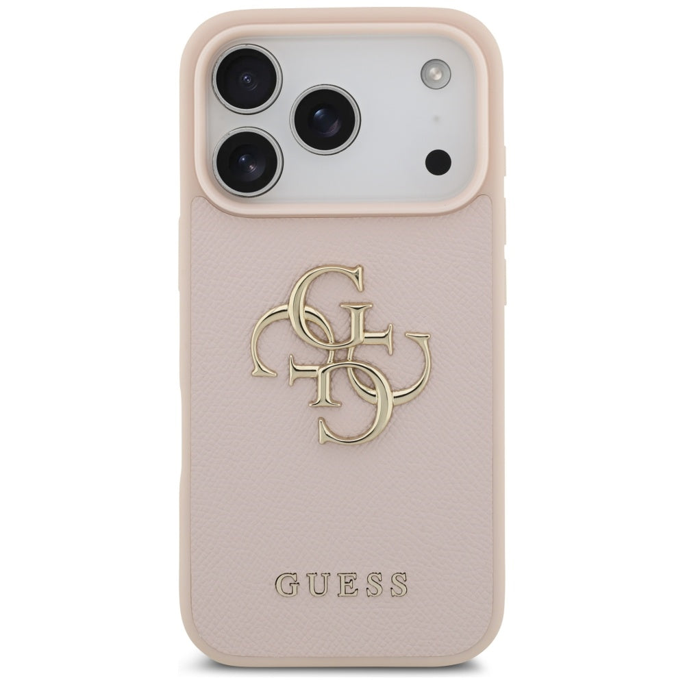 Hülle für Apple iPhone 17 Pro, Guess, 4G Grained Big and Classic Logo, Rosa