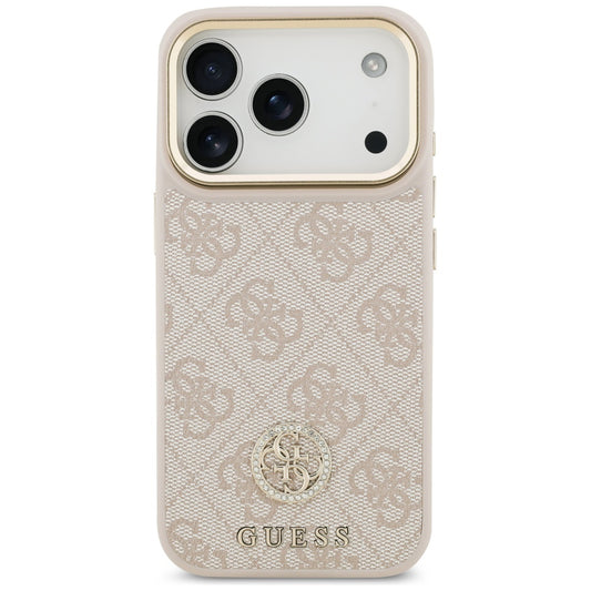 Hülle für Apple iPhone 17 Pro, Guess, 4G Strass Logo und Big Strap, Rosa