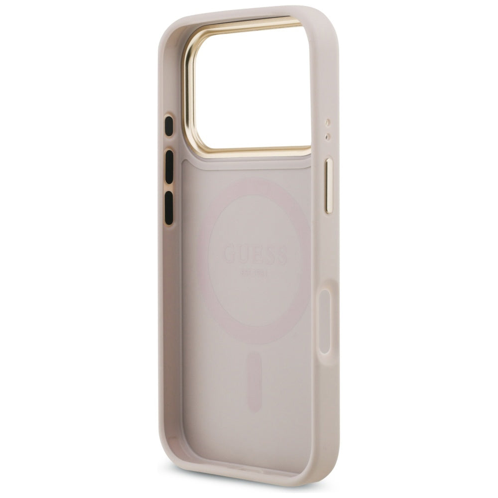 Hülle für Apple iPhone 17 Pro, Guess, 4G Strass Logo und Big Strap, Rosa